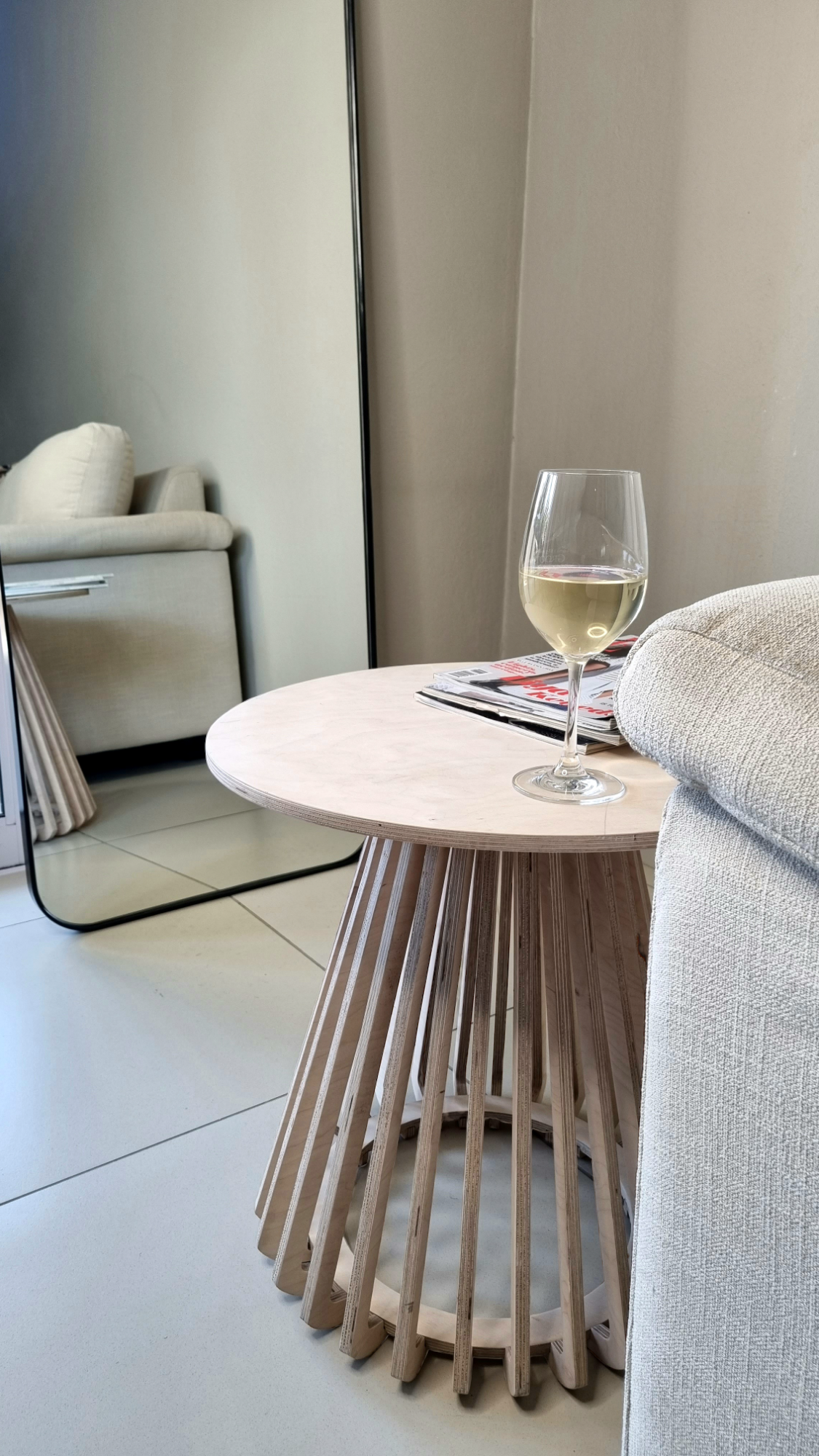 Birch ribbed side table