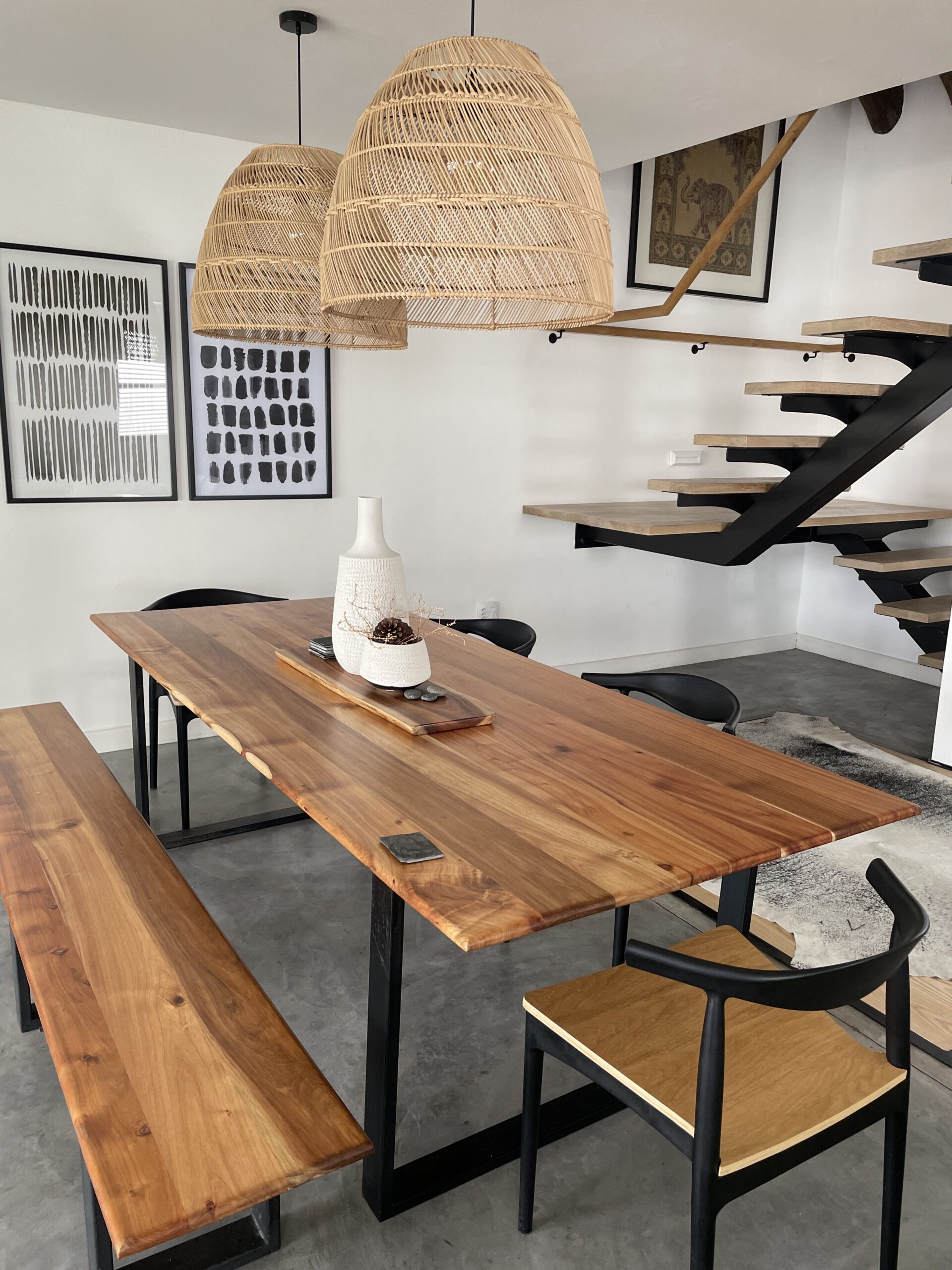 Kiaat Dining Set(bench and dining table)