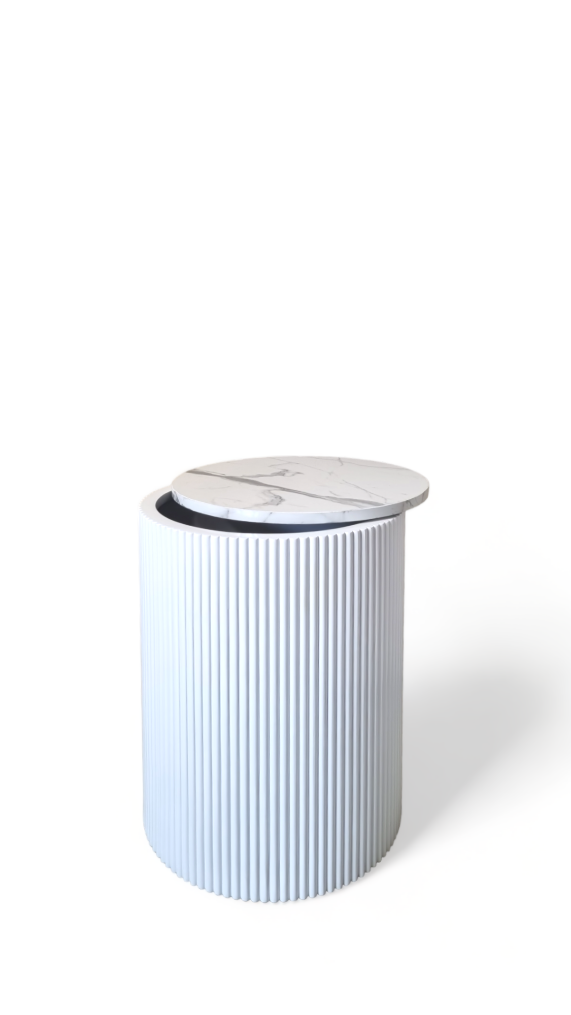 Fluted marble storage side table - Image 2