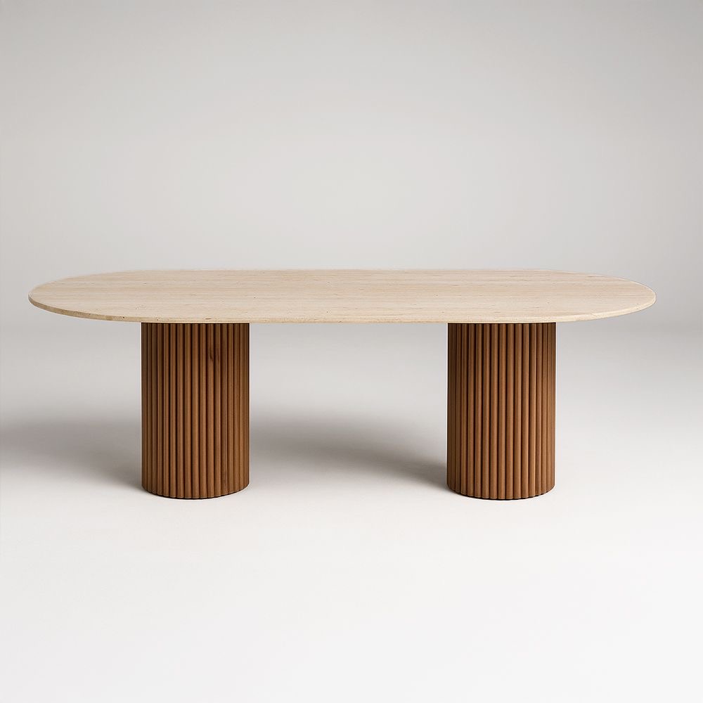 Travertine Oval Dining Table - Image 4