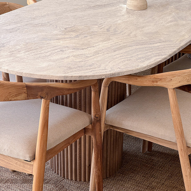 Travertine Oval Dining Table - Image 3