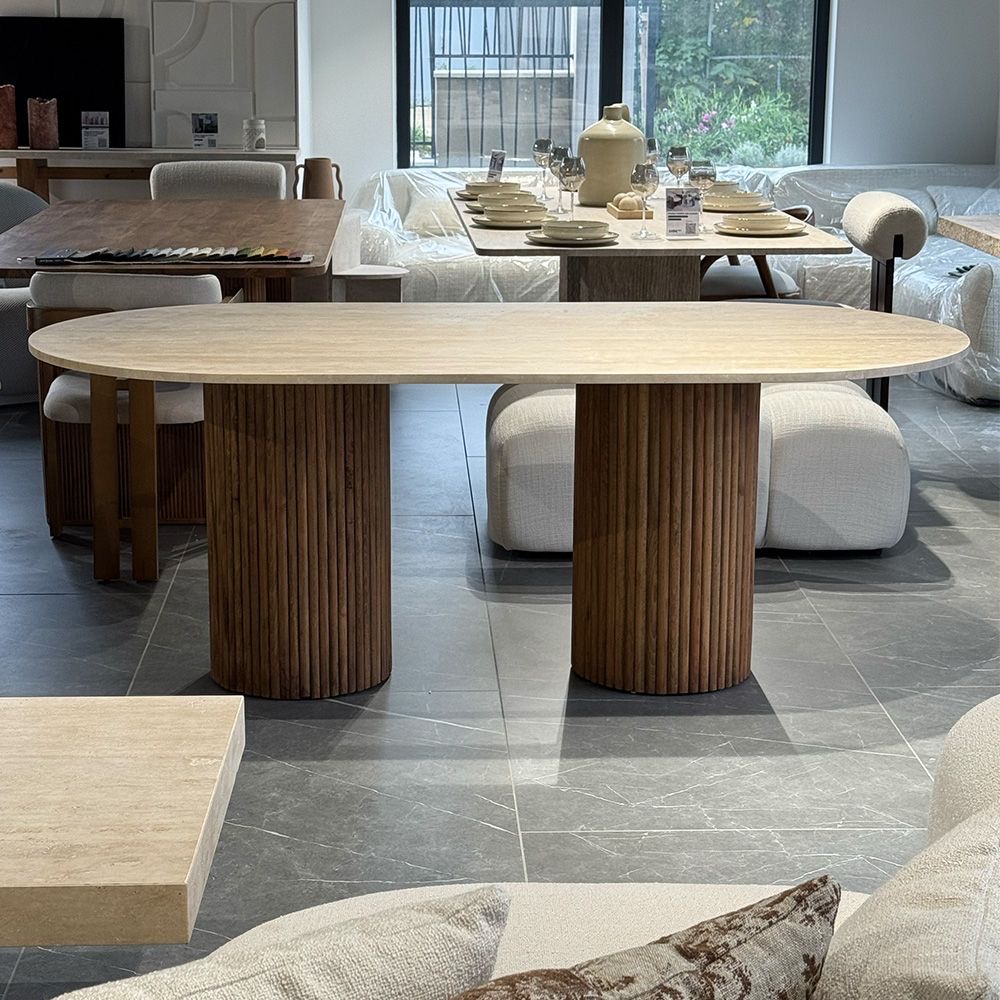 Travertine Oval Dining Table - Image 6